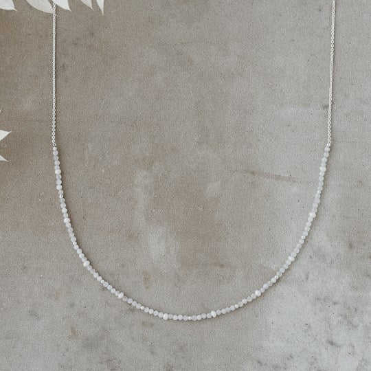 Beth Necklace - white moon stone/white pearl