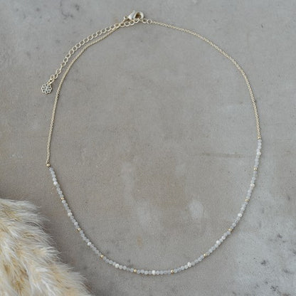 Beth Necklace - white moon stone/white pearl