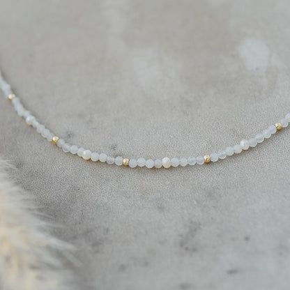 Beth Necklace - white moon stone/white pearl