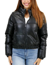 Load image into Gallery viewer, Butter Faux Leather Puffer Jacket
