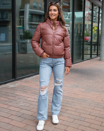 Butter Faux Leather Puffer Jacket SALE