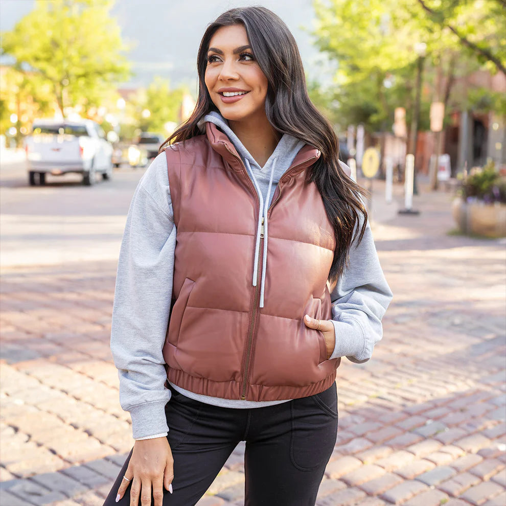 Butter Faux Leather Puffer Jacket SALE