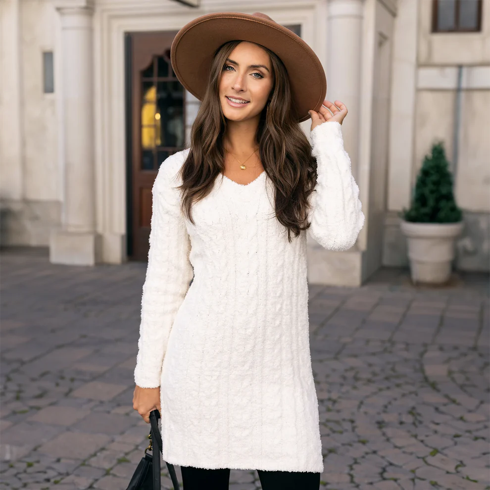 Cloud Cabled Sweater Dress – FATE