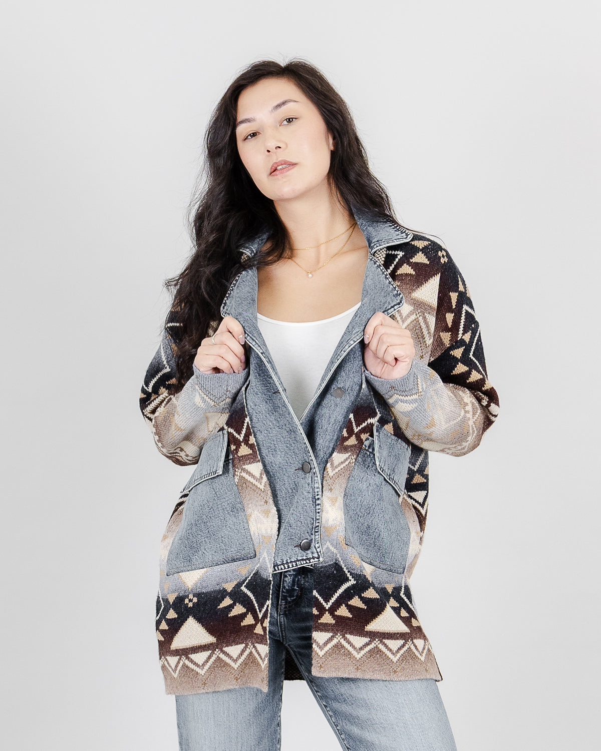 Sierra Blue Denim Knit Jacket