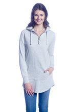 Load image into Gallery viewer, Long Sleeve 1/4 Zip Hooded Sweatshirt Tunic Top

