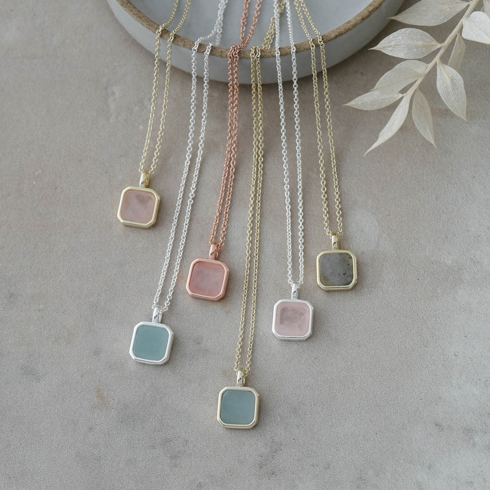 Florence Square Necklace - Amazonite