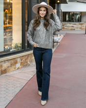 Load image into Gallery viewer, Foiled Cable Knit Sweater in Champagne Shimmer SALE
