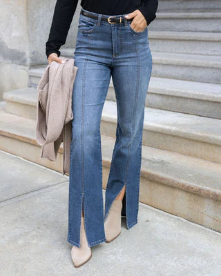 front slit jeans