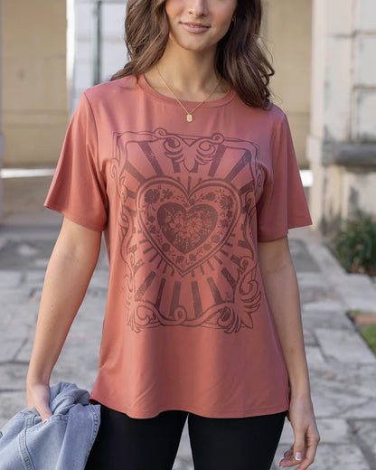 girlfriend fit graphic tee - retro heart