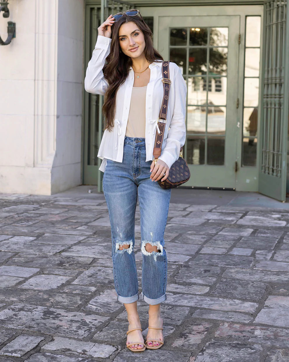 Linen Button Up Day Shirt in Soft White