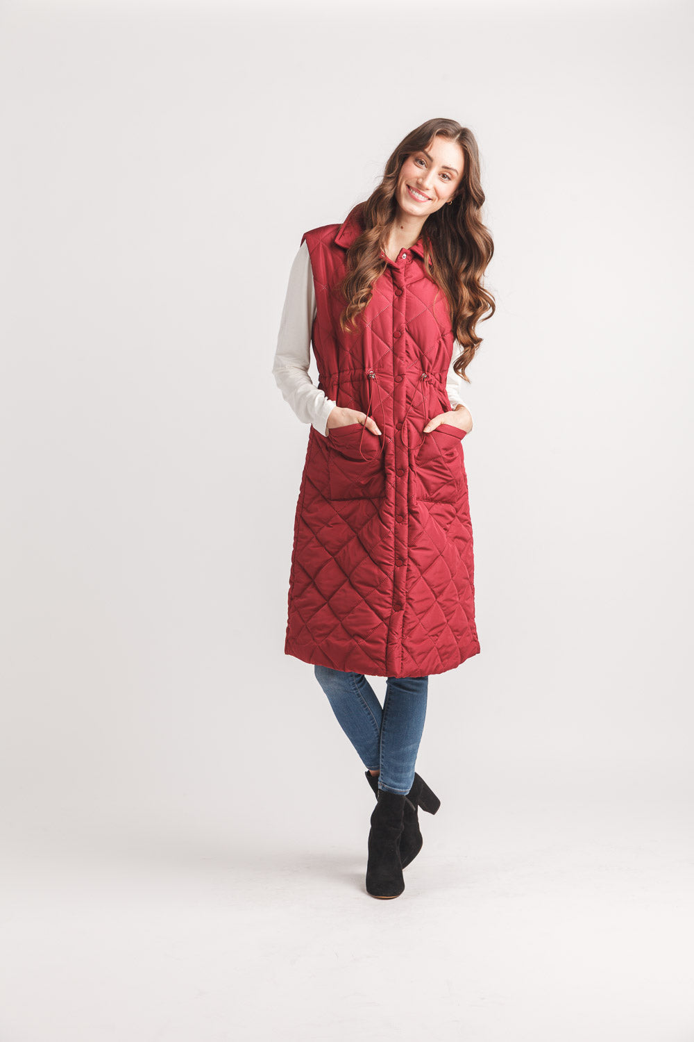 Puffer Vest with Drawstring Waist
