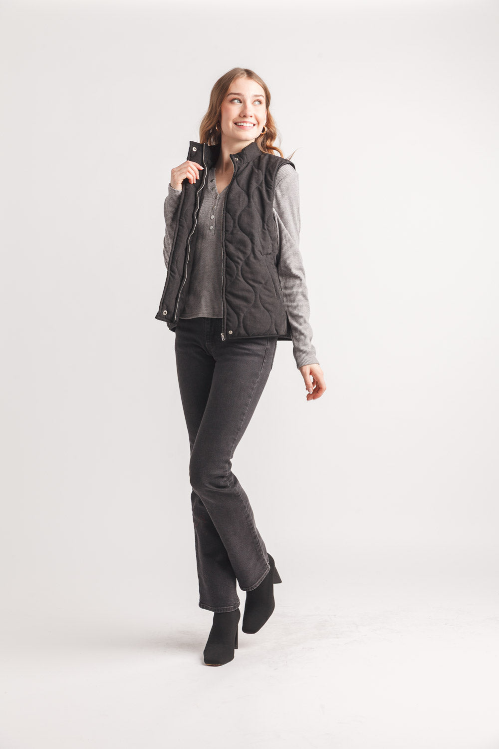 Quilted Zip Vest w/ Pockets