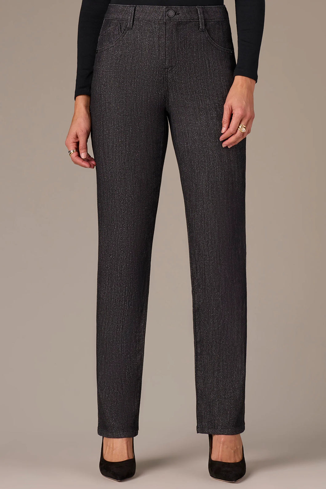 Mid-Rise Shiny Sawyer Straight Leg Jeans