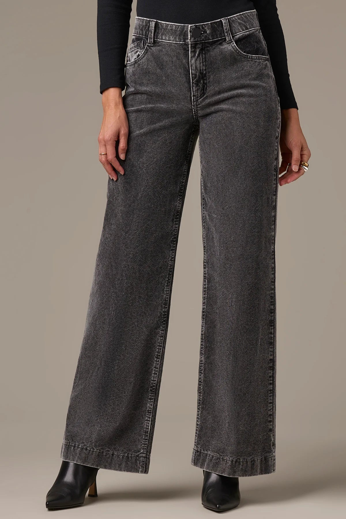 Sam High Rise Wide Leg Pants in Washed Grey
