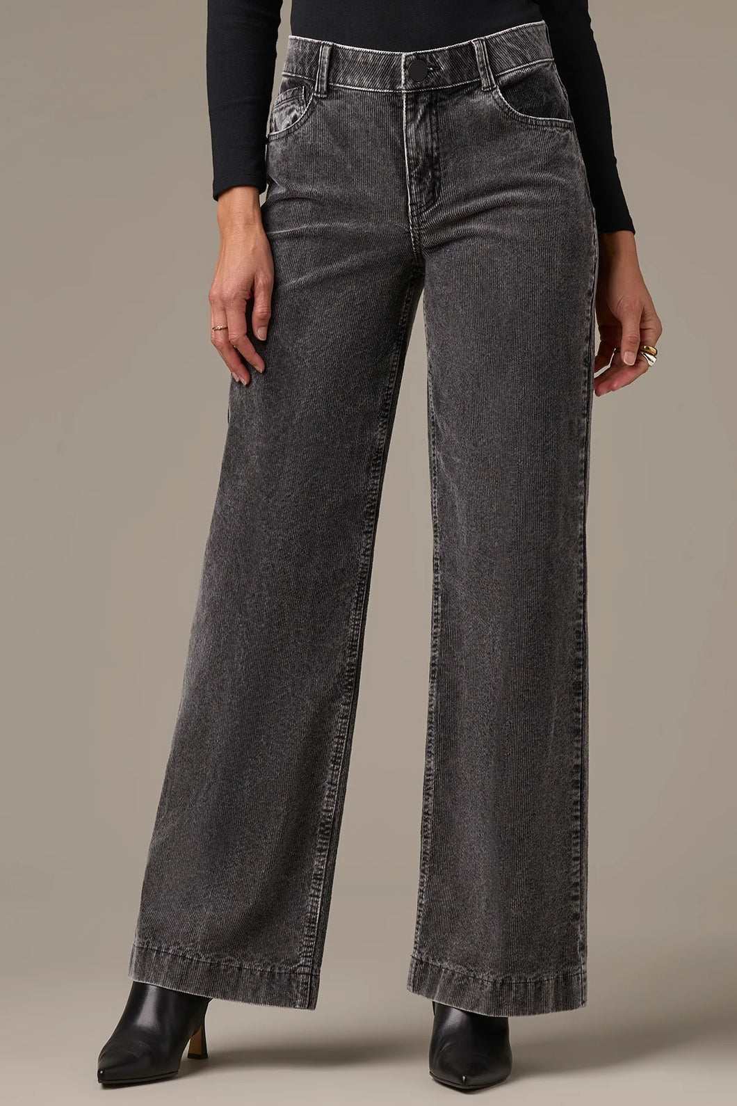 Sam High Rise Wide Leg Pants in Washed Grey