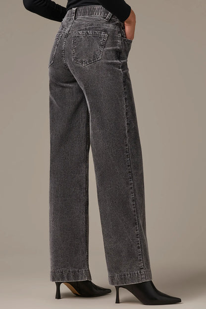 Sam High Rise Wide Leg Pants in Washed Grey