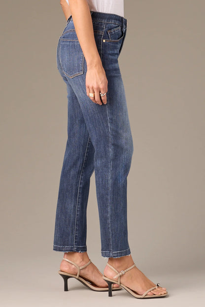 Logan High Rise Distressed Hem Vintage Skinny Jeans
