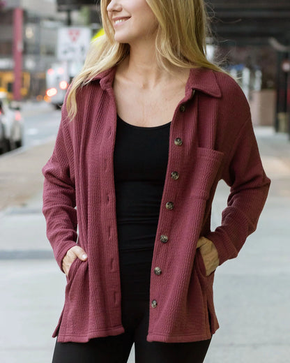 luxe ribbed shacket SALE