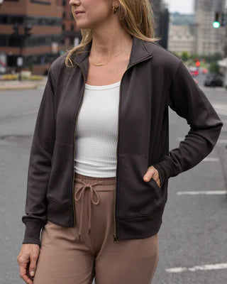luxe knit zip up jacket