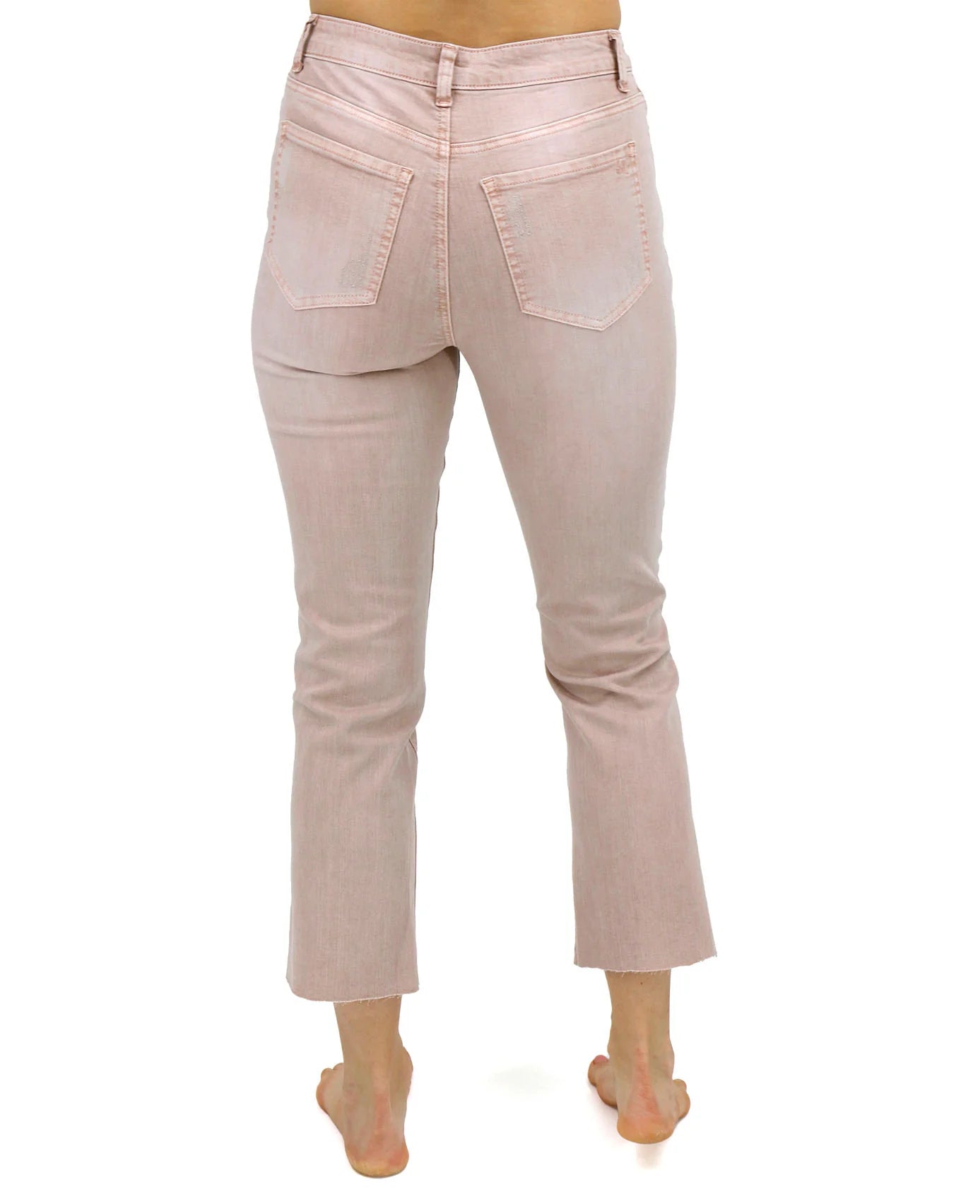 Mel's Fave Distressed Cropped Straight Legged Coloured Denim in Blush SALE