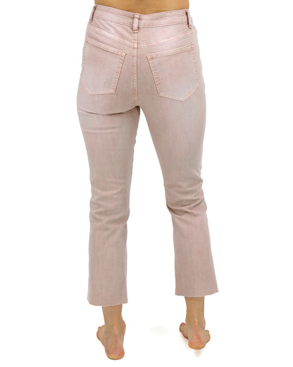 Mel's Fave Distressed Cropped Straight Legged Coloured Denim in Blush SALE