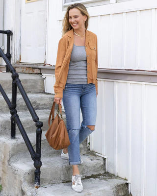 micro ribbed square neck perfect fit tank SALE