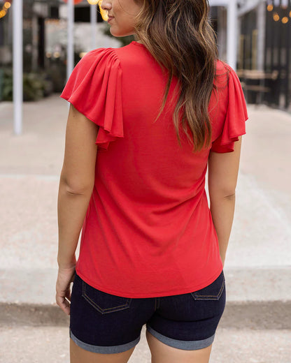 Modal Flutter Sleeve Top in Cherry SALE