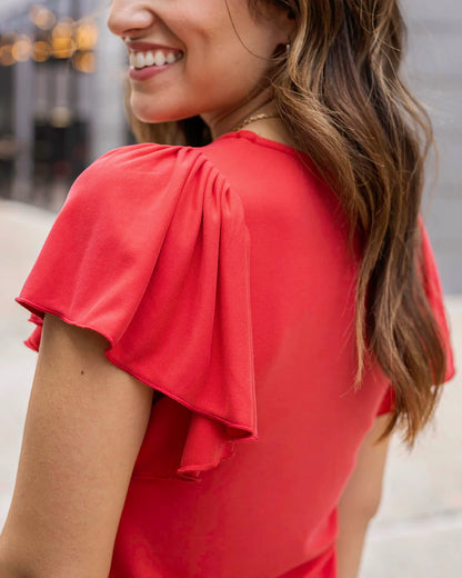Modal Flutter Sleeve Top in Cherry SALE
