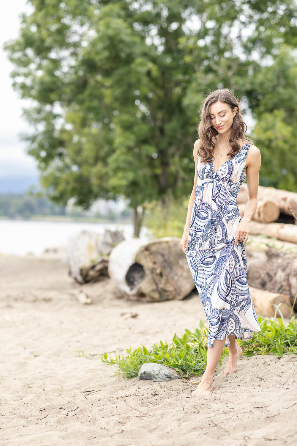 Print Stretch Grecian Dress