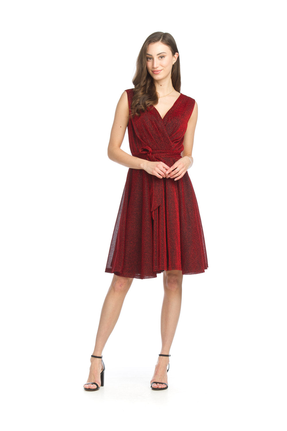 Sparkle Stretch Wrap Look Dress Red SALE