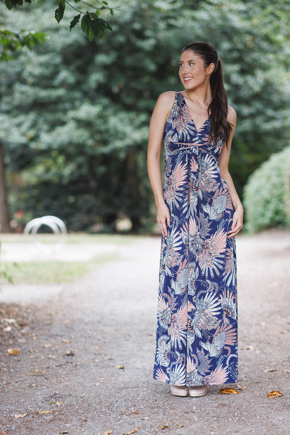Print Stretch Grecian Dress – FATE
