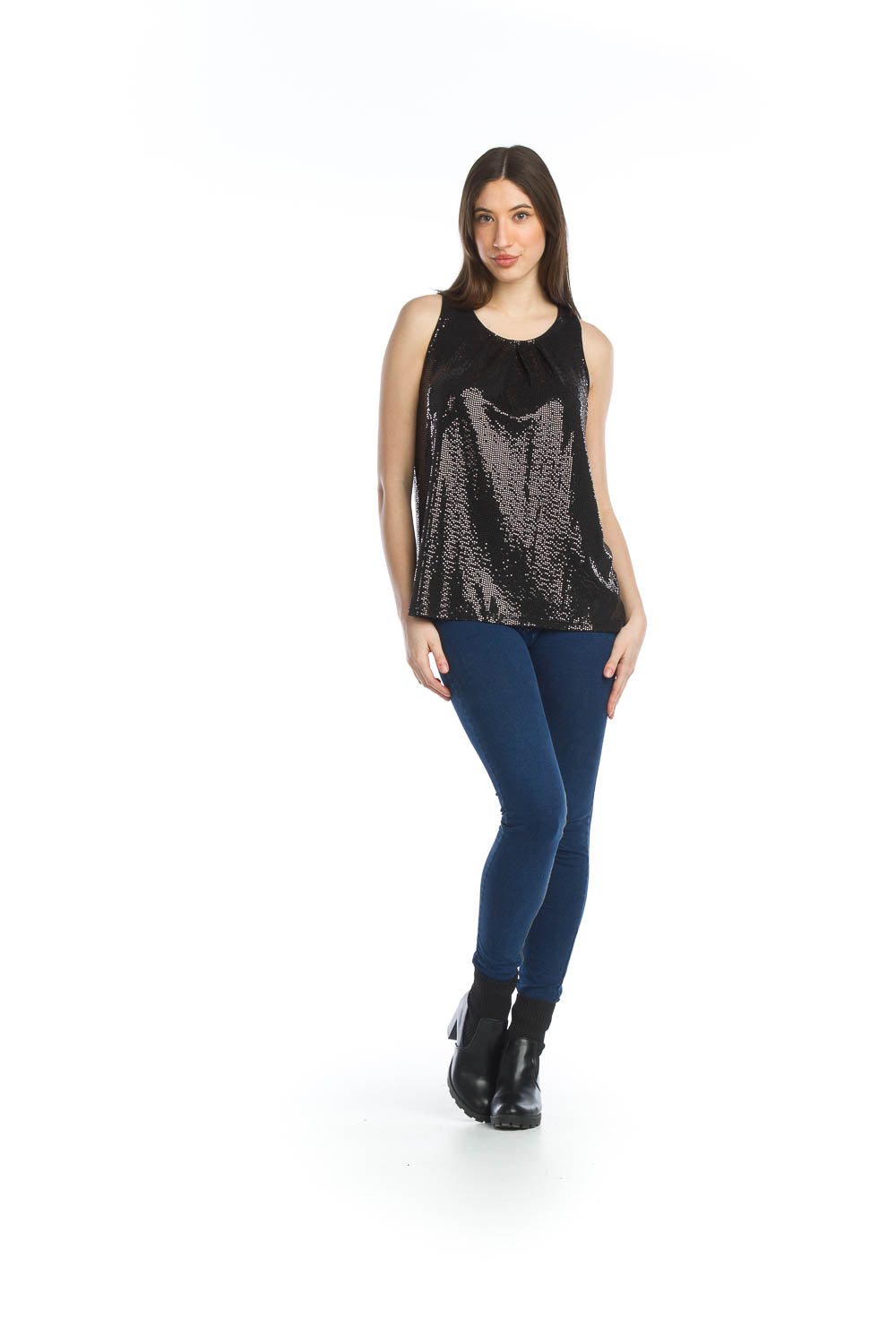 Sequin Pleated Stretch Top