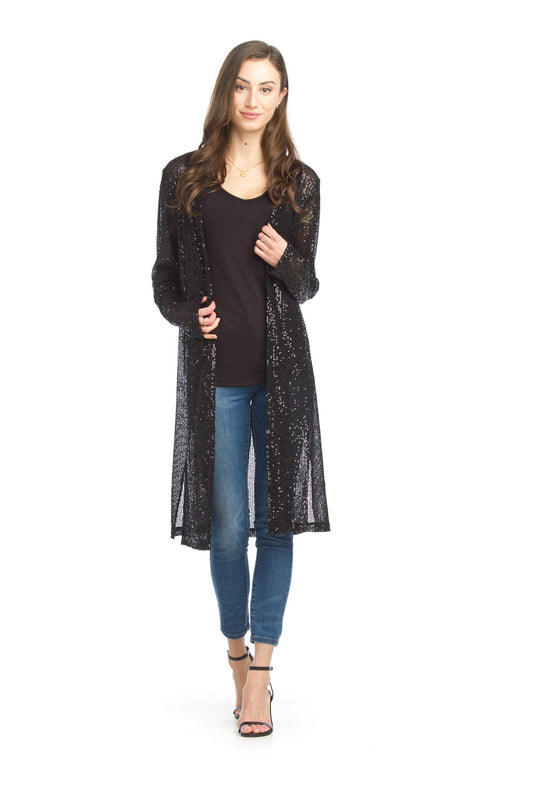 Sequin Stretch Cardigan Black