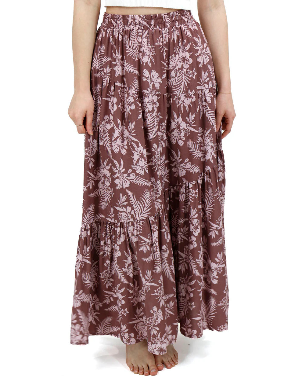 Pocket Tiered Maxi Skirt in Pink Floral-SALE