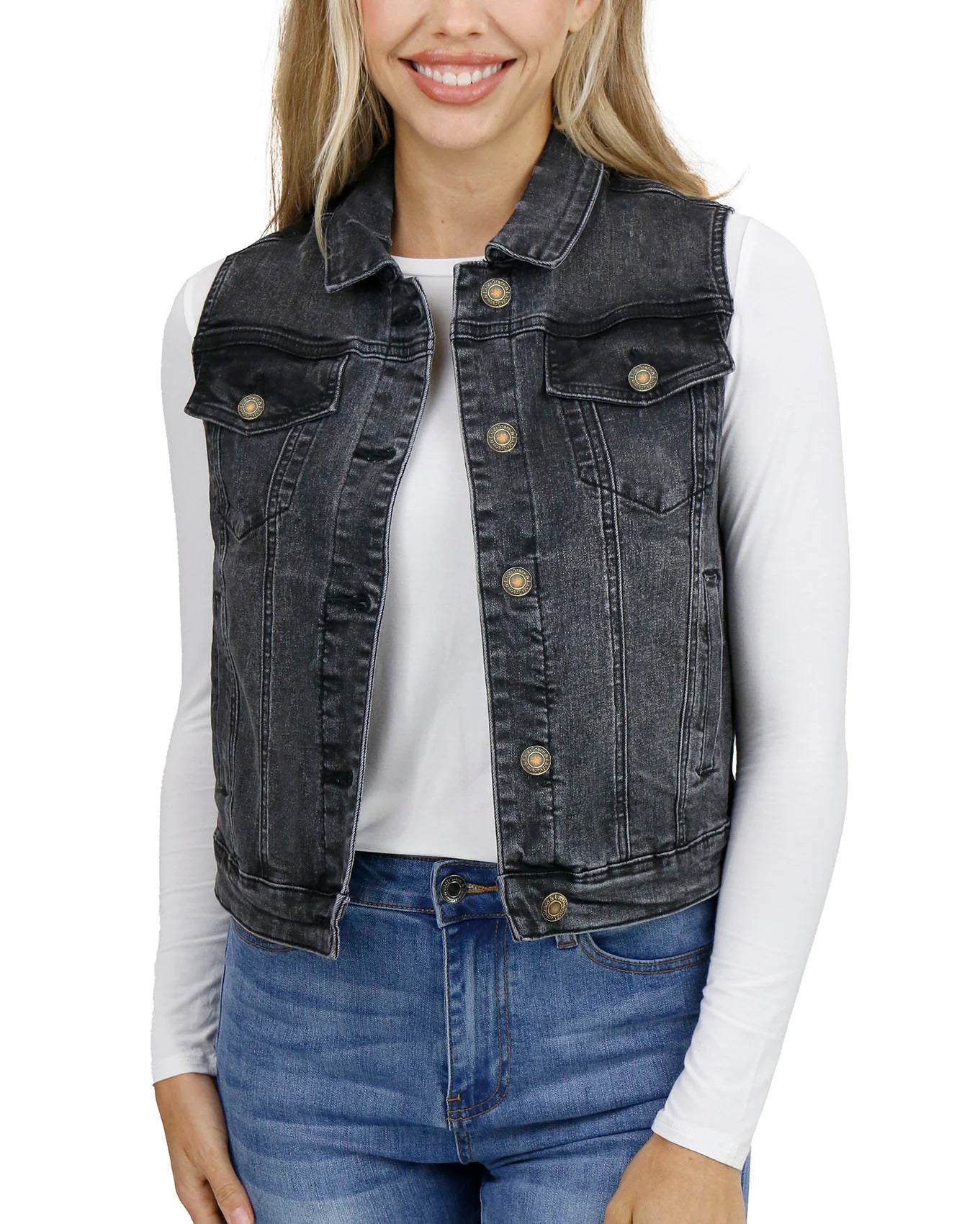 Repurposed Denim Vest-Black SALE