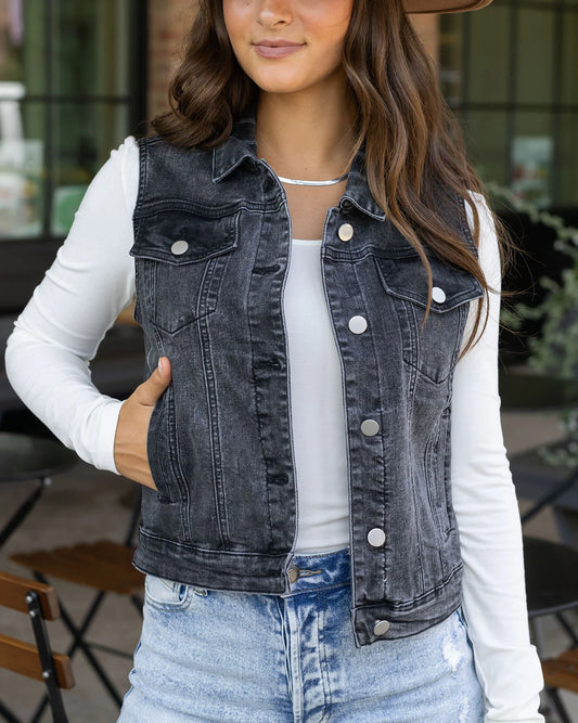 Repurposed Denim Vest-Black SALE