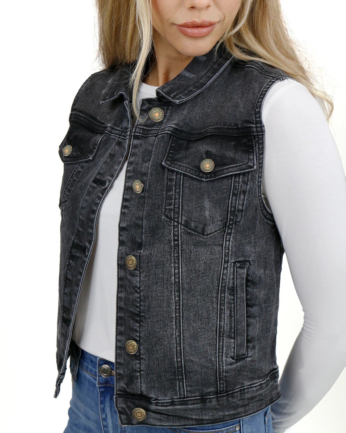 Repurposed Denim Vest-Black SALE