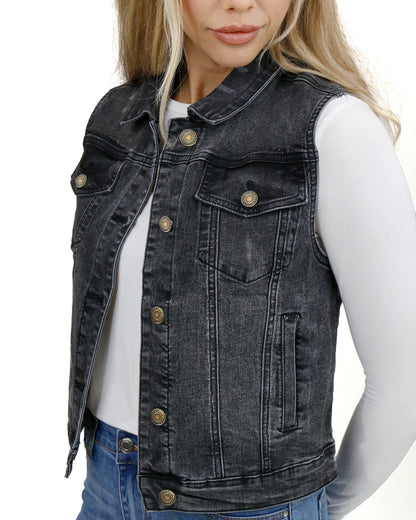 Repurposed Denim Vest-Black SALE