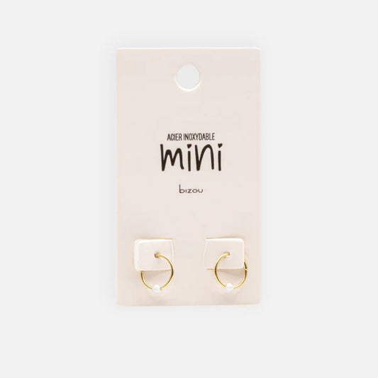 Mini gold-plated sleeper earrings with pearl in stainless steel