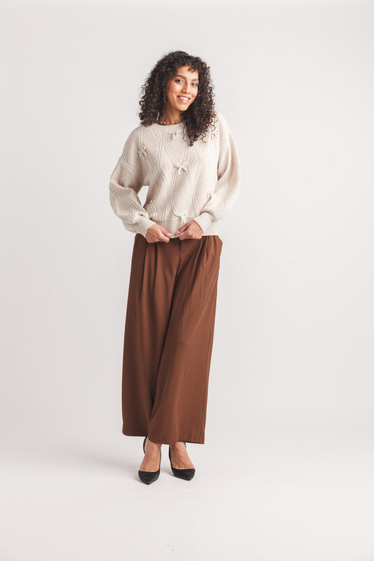 Pleated Wide Leg Trousers