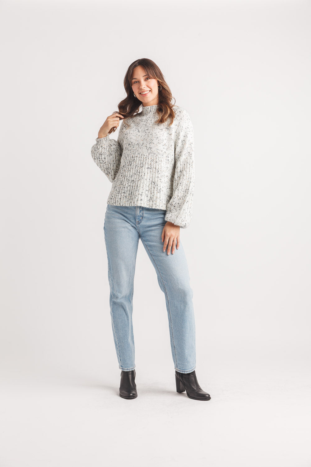 Speckled Mock Neck Sweater