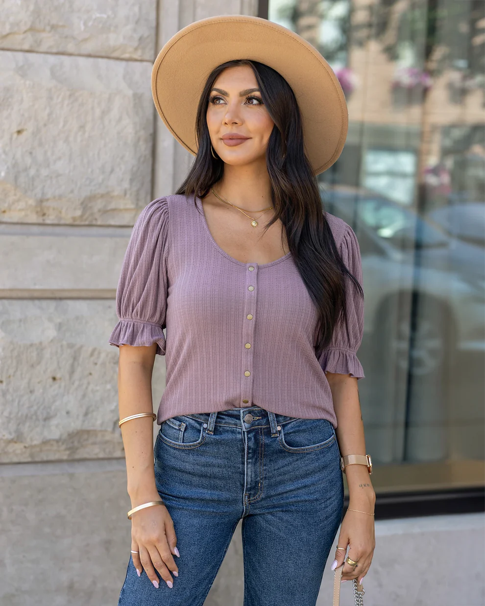 Scoop Neck Puff Sleeve Top SALE