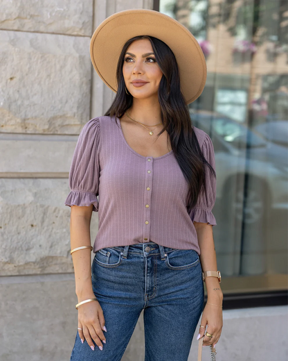 Scoop Neck Puff Sleeve Top SALE