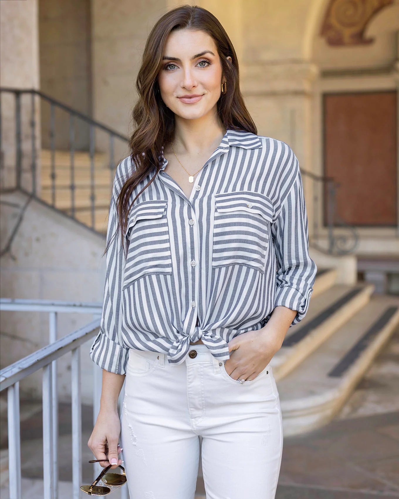 Seaside Striped Button Down Shirt