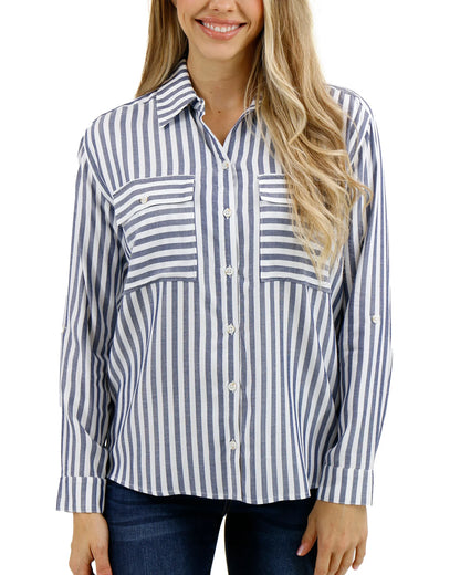Seaside Striped Button Down Shirt