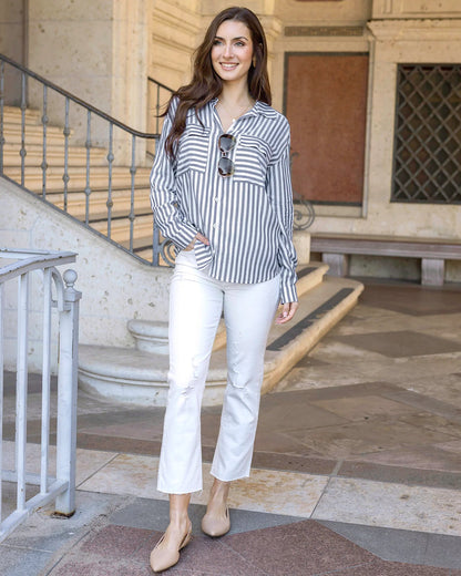 Seaside Striped Button Down Shirt