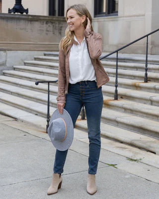 stretch-fit button up top