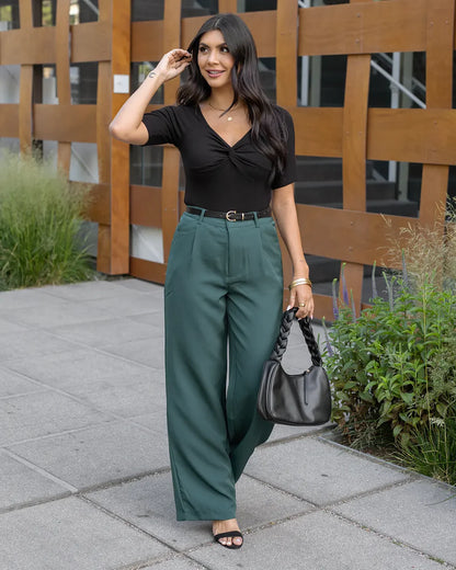 Sweetheart Short Sleeve Top In Black SALE