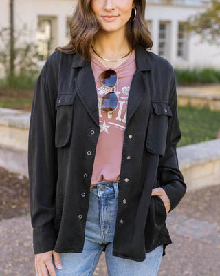 tencel lyocell utility shirt jacket