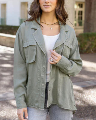 tencel lyocell utility shirt jacket